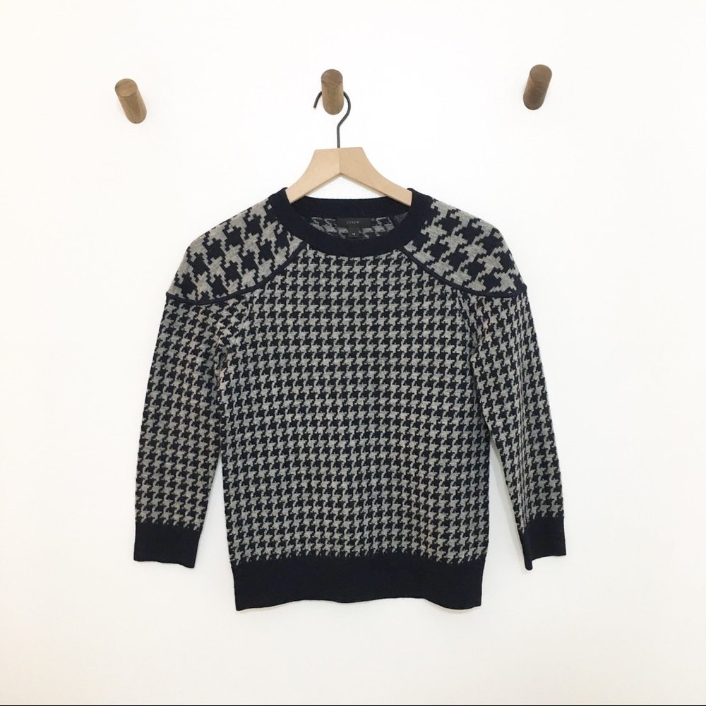 J. Crew Herringbone Navy and Gray Sweater XS
